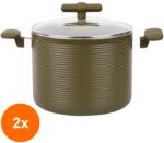 Grunberg Set 2 x Oala Aluminiu cu Capac, 5.60 l, Interior Anti-aderent, Plita Inductie, 22 x 18 cm, Verde, Grunberg (GUJ-2xGR5725)