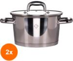 Grunberg Set 2 x Cratita din Inox, Capac din Sticla, 20 cm, 3.20 l, Argintie, Grunberg (GUJ-2xGR6220)
