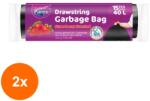 Parex Set 2 x 15 Saci Menajeri Parfumati cu Siret Parex Capsuni, 55 x 60 cm, 40 l (2xMAG1017140TS)