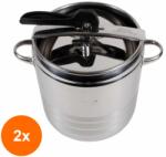 Zilan Set 2 x Oala Inteligenta din Inox, Sub Presiune, cu Capac, 11 l, Argintiu (LIZ-2xZLN-ZLN6232)