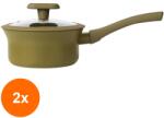 Grunberg Set 2 x Cratita Aluminiu, Capac, 16 cm, 1 l, Interior Anti-aderent, Compatibila Plita Inductie, Verde, Grunberg (GUJ-2xGR5729)