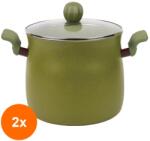 Grunberg Set 2 x Oala Aluminiu cu Capac, 5.20 l, Interior Anti-aderent, Inductie, 20 x 18.30 cm, Verde, Grunberg (GUJ-2xGR5736)