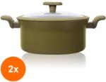 Grunberg Set 2 x Cratita Aluminiu, Capac, 26 cm, 5.30 l, Interior Anti-aderent, Compatibila Plita Inductie, Verde, Grunberg (GUJ-2xGR5731)