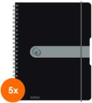 Pelikan Set 5 x Caiet A4 EOTG cu Spira, 80 File, Matematica, Negru, Pelikan (REH-5xHRZ-11293073)