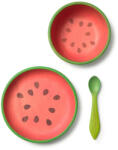 Oli&Carol étkészlet (tányér + tál + kanál) - Wally a dinnye (W-DINING-SET-WATERMELON)