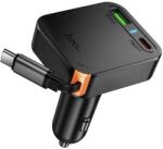hoco. autós töltő visszahúzható kábellel 2 x USB C + USB A QC PD 65W NZ18 (fekete)