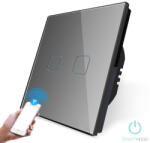 Smarthugo 2 Körös Szürke Wifi Villanykapcsoló Fa mintás gombbal (sh220104)