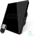 Smarthugo 3 Körös Fekete Dimmer RF Villanykapcsoló Fa mintás gombbal