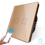 Smarthugo 2 Körös Arany Wifi Villanykapcsoló Autó mintás gombbal (sh220103)