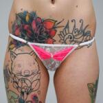 Kreona Pántos köves tüll tanga Fekete piros