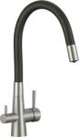Laveo Riveco, magas mosogatócsaptelep flexibilis kifolyóval és szűrővíz-csatlakozással, matt fekete acél, LAV-BRI_768D (LAV-BRI_768D)