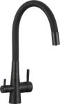 Laveo Riveco, magas mosogatócsaptelep flexibilis kifolyóval és ivóvízszűrővel, matt fekete, LAV-BRIBBB68D (LAV-BRIBB68D)