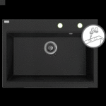 Laveo Tau, 1 rekeszes gránit mosogató 700x500x215 mm, fekete, LAV-SBT_B107 (LAV-SBT_B107)
