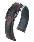 Hirsch Grand Duke Fekete Piros Varrással óraszíj - 24mm / L -120/80mm