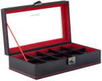 Friedrich23 Carbon XXL Óratartó doboz 10 órához üvegtetővel fekete/piros
