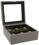 Friedrich23 Cross Grain Bond Óratartó doboz 6 órához üvegtetővel szürkésbarna