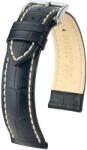 Hirsch Modena Fekete Fehér Varrással óraszíj - 19mm / L -120/80mm
