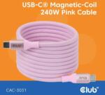 Club 3D Cablu USB-C magnetic Club3D, 240W PD3.1, 480 Mbps, 2m, roz (CAC-3031)