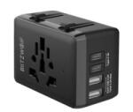 BlitzWolf utazó töltő 2 USB+2 Type-C aljzat (20W, GaN, PD gyorstöltés, EU, UK, US, AU) FEKETE (BW-TA1) (BW-TA1)