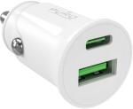 PURO Pro Lite autós töltő 1x USB-A + 1x USB-C Power Delivery 20W - Fehér