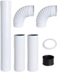 Hunor füstcső szett 7 részes 120mm acél fehér zománc festéssel (egyenes, könyök, falhüvely, falirózsa)