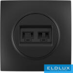 ELDLUX ELDELIN RJ11 TEL + RJ45 Cat. 5e UTP aljzat fekete (3164998208)