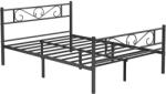 VASAGLE fém ágykeret 140x190 cm matrachoz fekete díszített fejvéggel