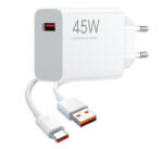 Xiaomi hálózati töltő USB aljzat (45W, gyorstöltő + Type-C kábel) FEHÉR 'Gigapack csomagolás' (MDY-17-EF + TYPE-C) (MDY-17-EF + TYPE-C)