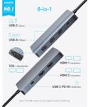 Anker USB HUB, 8-in-1, USB-C Hub, 2x4K HDMI, 1xVGA, 3xUSB-A, USB-C 5Gbps, szürke - A83790A1 (A83790A1) - pcx