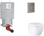 GROHE Uniset - Készlet fali beépítéshez, WC, SoftClose ülőkével és Skate Cosmopolitan gombbal, csiszolt Hard Graphite SANI15BB5108 (SANI15BB5108)
