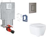 GROHE Uniset - Készlet fali beépítéshez, WC ülőke, SoftClose ülőke, Skate Cosmopolitan gombok és bedobható tabletta készlet, csiszolt Hard Graphite SANI15BB5120 (SANI15BB5120)