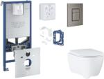 GROHE Rapid SLX - Készlet fali beépítéshez, WC ülőke, SoftClose ülőke, Skate Cosmopolitan gombok és bedobható tabletta készlet, csiszolt Hard Graphite SANI11BB5132 (SANI11BB5132)