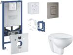 GROHE Rapid SLX - Készlet fali beépítéshez, WC ülőke, SoftClose ülőke, Skate Cosmopolitan gombok és bedobható tabletta készlet, csiszolt Hard Graphite SANI11BB5126 (SANI11BB5126)