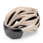 ROCKBROS kerékpáros sisak napellenzővel, levehető UV védőszemüveggel, uniszex - barna