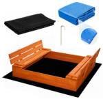 Bestent Ladă de nisip impregnată cu bănci 180cm + prelată + agrotextil