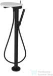 Laufen ADA szabadon álló kádtöltő csaptelep polccal, zuhanyszettel, alaptest nélkül, PVD matt fekete/fényes fehér HF506781511060 (HF506781511060)