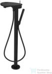 Laufen ADA szabadon álló kádtöltő csaptelep lyukas polccal, zuhanyszettel, alaptest nélkül, PVD matt fekete/matt fekete HF506781513000 (HF506781513000)