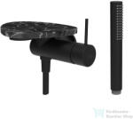 Laufen ADA falsík alatti zuhany csaptelep zuhanyszettel, polccal, alaptest nélkül, PVD matt fekete/fekete márvány HF506755516060 (HF506755516060)