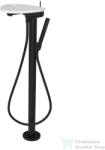 Laufen ADA szabadon álló kádtöltő csaptelep lyukas polccal, zuhanyszettel, alaptest nélkül, PVD matt fekete/matt fehér HF506781512000 (HF506781512000)
