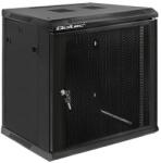 Qoltec RACK szekrény 19" | 12U | 600 x 635 x 450 | Perforált ajtók | Függesztett | Acél ház | Zár | Fekete (54488)
