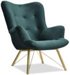 VOX bútor DALTON füles fotel, zöld-arany