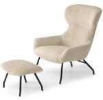 VOX bútor CONOR lábtartós fotel, homokszínű kordbársony-fekete