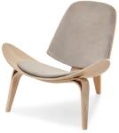 VOX bútor ROLAND hajlított fa fotel, beige velúr-tölgy