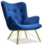 VOX bútor DALTON füles fotel, sötétkék-arany
