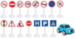 Pilsan Set Pilsan Jucarie indicatoare rutiere Mini Traffic Signs cu masinuta