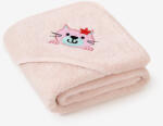 Goldea gyermek frottír fördőlepedő csuklyás - cicuka világos rózsaszínen 100 x 100 cm