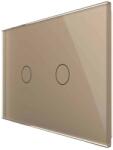 LIVOLO Intrerupator dublu cap scara / cap cruce cu touch Livolo din sticla, standard Italian, protocol ZigBee - Serie noua, auriu, VL-FC2SZ-3G-13 (VL-FC2SZ-3G-13)