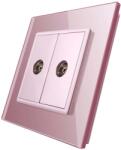 LIVOLO Priza dubla TV Livolo cu rama din sticla, roz, VL-C792V-17 (VL-C792V-17)