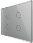 LIVOLO Intrerupator cvadruplu cap scara / cruce wireless cu touch Livolo din sticla, standard Italian - Serie noua, gri, VL-FC4SR-3G-15 (VL-FC4SR-3G-15)