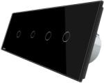 LIVOLO Intrerupator LIVOLO cu touch din sticla cu 4 intrerupatoare simple, Protocol ZigBee, Control de pe telefon, negru, BB-C7-4C1Z-12 (BB-C7-4C1Z-12)